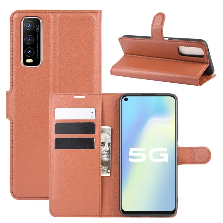 For Vivo Y70s Litchi Texture Horizontal Flip Protective Case with Holder & Card Slots & Wallet