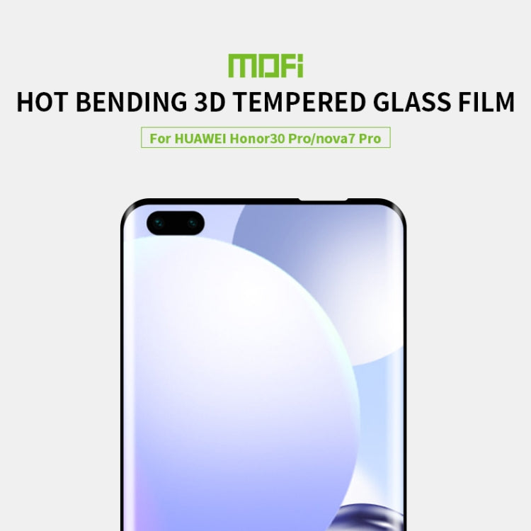 For Huawei Nova 7 Pro /Honor 30 Pro MOFI 9H 3D Explosion Proof Thermal Bending Full Screen Covered Tempered Glass Film(Black)