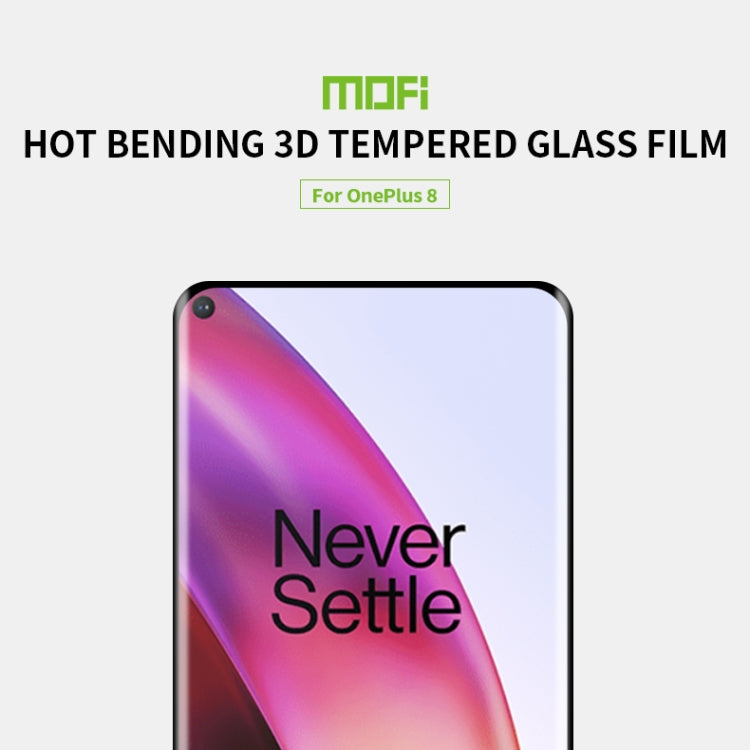 For OnePlus 8 MOFI 9H 3D Explosion Proof Thermal Bending Full Screen Covered Tempered Glass Film(Black)