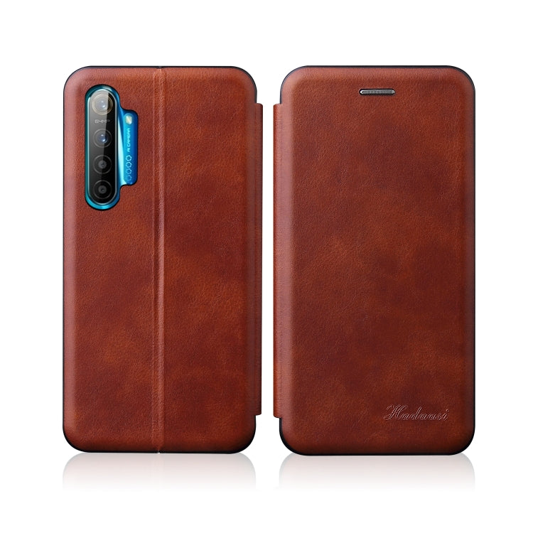 For OPPO K5 / Realme XT / Realme X2 Integrated Electricity Pressing Retro Texture Magnetic TPU+PU Leather Case with Card Slot & Holder