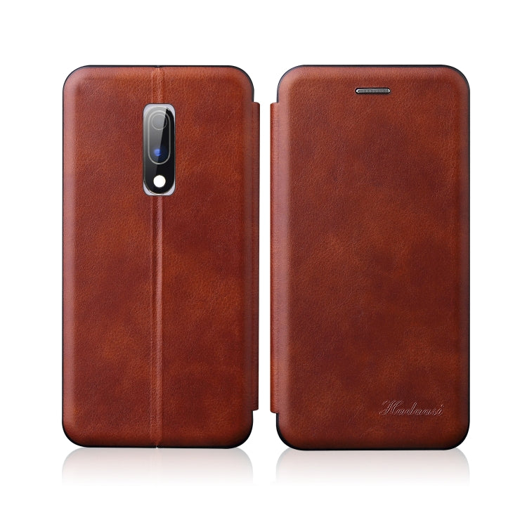 For OnePlus 6T / OnePlus 7 Integrated Electricity Pressing Retro Texture Magnetic TPU+PU Leather Case with Card Slot & Holder