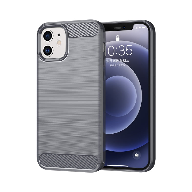 For iPhone 12 / 12 Pro Brushed Texture Carbon Fiber TPU Case (Grey)