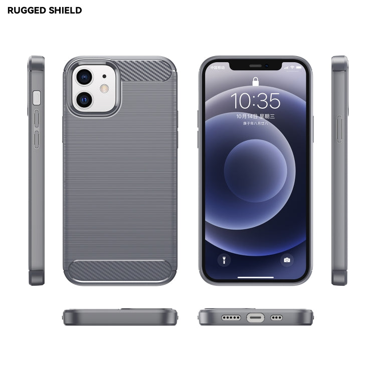 For iPhone 12 / 12 Pro Brushed Texture Carbon Fiber TPU Case (Grey)