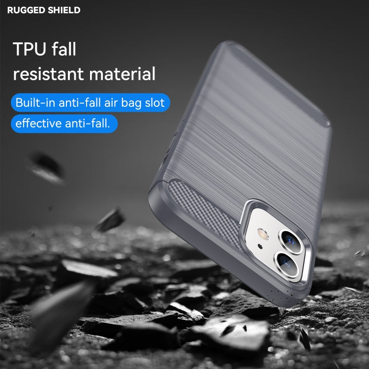For iPhone 12 / 12 Pro Brushed Texture Carbon Fiber TPU Case (Grey)