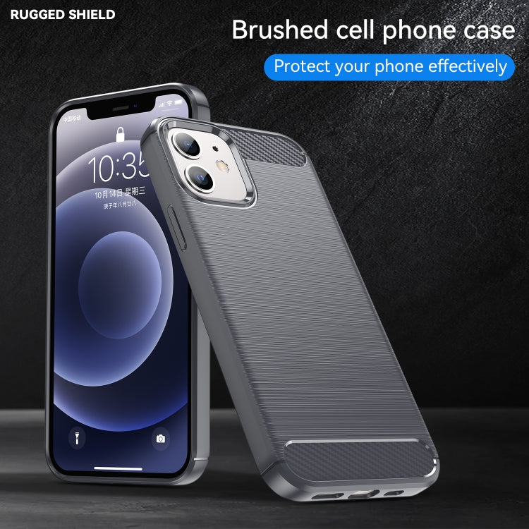 For iPhone 12 / 12 Pro Brushed Texture Carbon Fiber TPU Case (Grey)