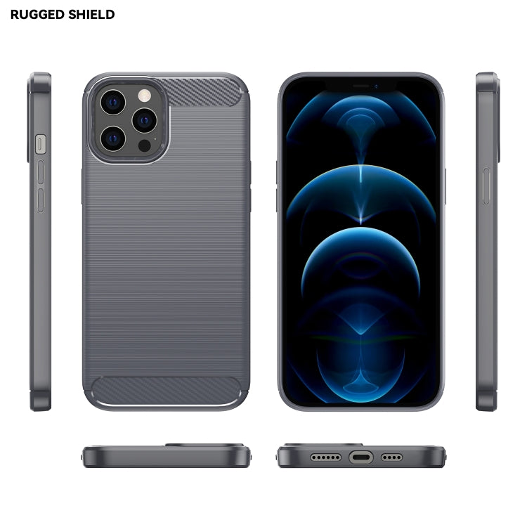 For iPhone 12 Pro Max Brushed Texture Carbon Fiber TPU Case(Grey)