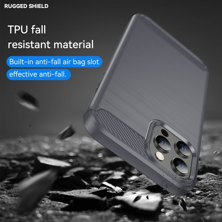 For iPhone 12 Pro Max Brushed Texture Carbon Fiber TPU Case(Grey)