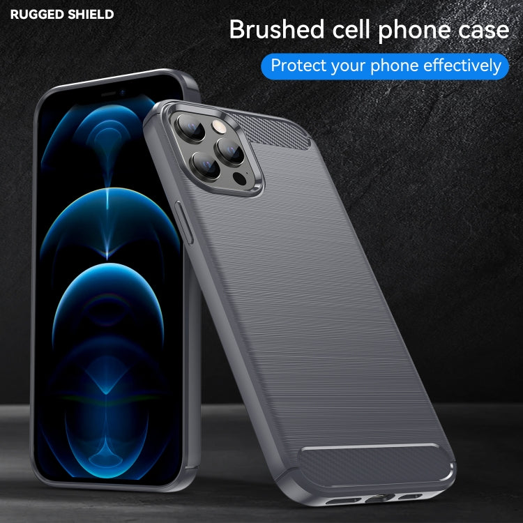 For iPhone 12 Pro Max Brushed Texture Carbon Fiber TPU Case(Grey)