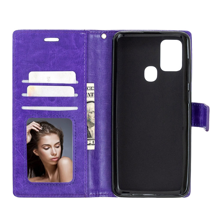For Samsung Galaxy A21s Crazy Horse Texture Horizontal Flip Leather Case with Holder & Card Slots & Wallet & Photo Frame