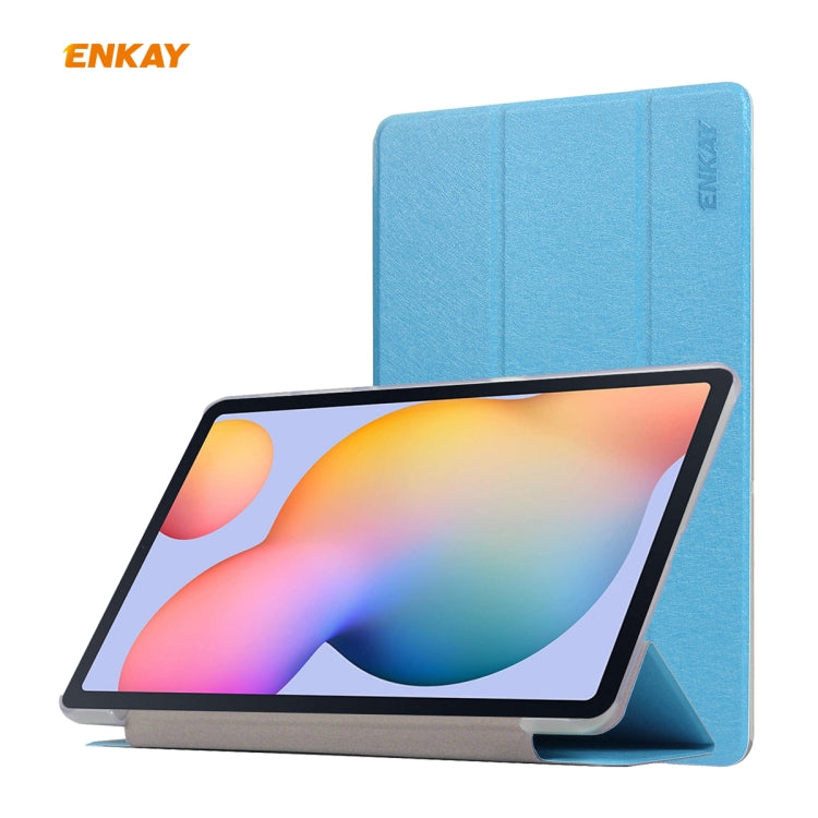 For Samsung Galaxy Tab S6 Lite P610 / P615 / Tab S6 Lite 2022 / P613 / P619 ENKAY 3-Fold Silk Texture Leather Smart Tablet Case