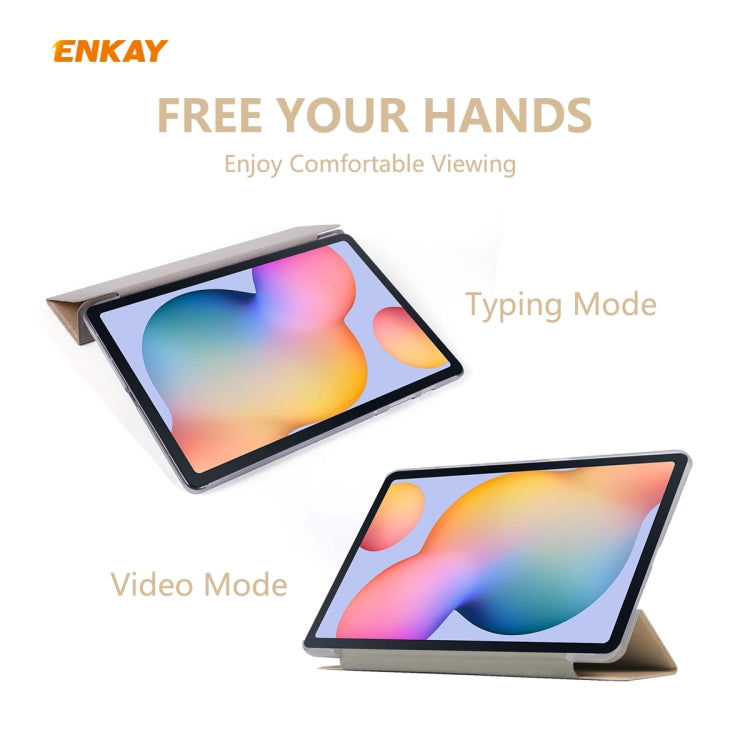 For Samsung Galaxy Tab S6 Lite P610 / P615 / Tab S6 Lite 2022 / P613 / P619 ENKAY 3-Fold Silk Texture Leather Smart Tablet Case