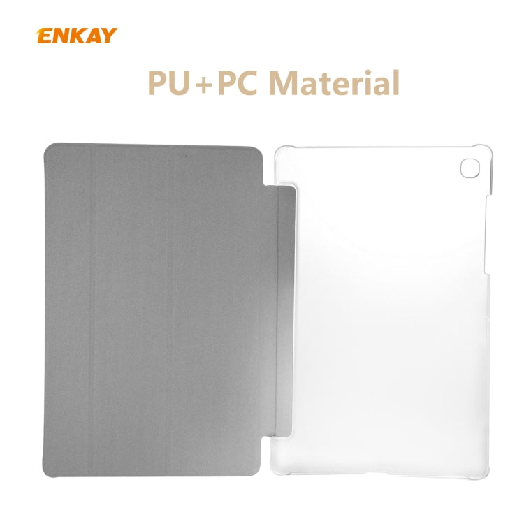 For Samsung Galaxy Tab S6 Lite P610 / P615 / Tab S6 Lite 2022 / P613 / P619 ENKAY 3-Fold Silk Texture Leather Smart Tablet Case
