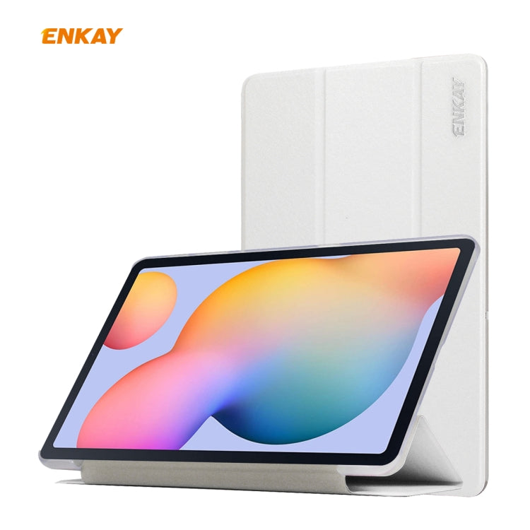 For Samsung Galaxy Tab S6 Lite P610 / P615 / Tab S6 Lite 2022 / P613 / P619 ENKAY 3-Fold Silk Texture Leather Smart Tablet Case