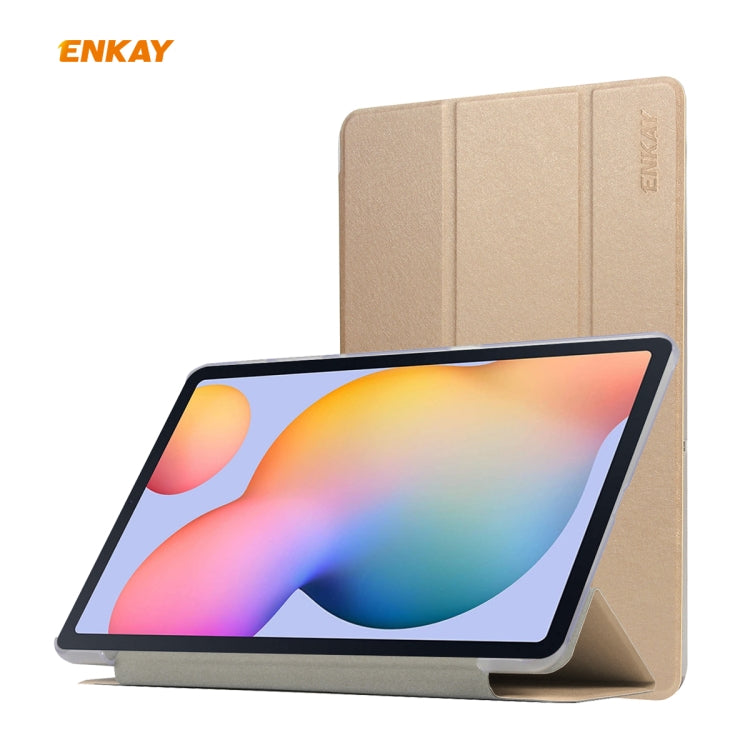 For Samsung Galaxy Tab S6 Lite P610 / P615 / Tab S6 Lite 2022 / P613 / P619 ENKAY 3-Fold Silk Texture Leather Smart Tablet Case