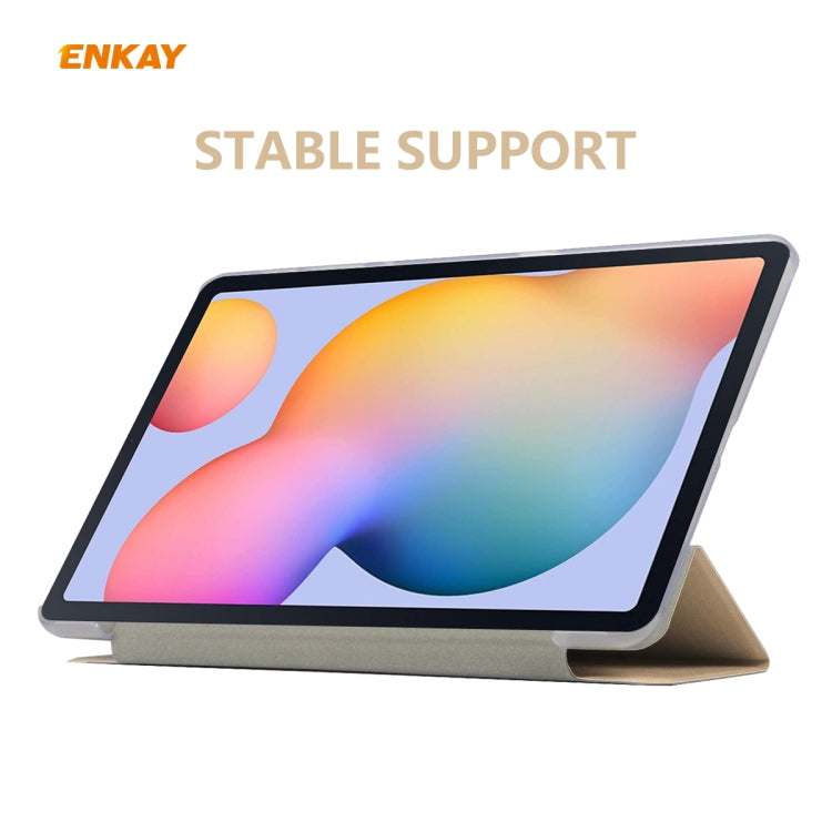 For Samsung Galaxy Tab S6 Lite P610 / P615 / Tab S6 Lite 2022 / P613 / P619 ENKAY 3-Fold Silk Texture Leather Smart Tablet Case