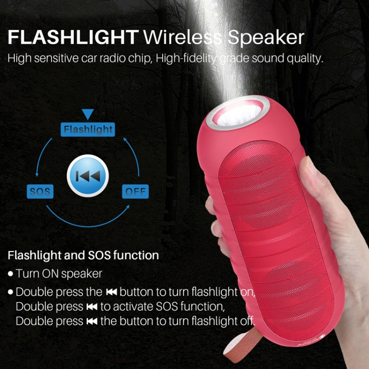 NewRixing NR-3025L Portable Stereo Wireless Bluetooth Speaker with LED Flashlight & TF Card Slot & FM, Built-in Microphone