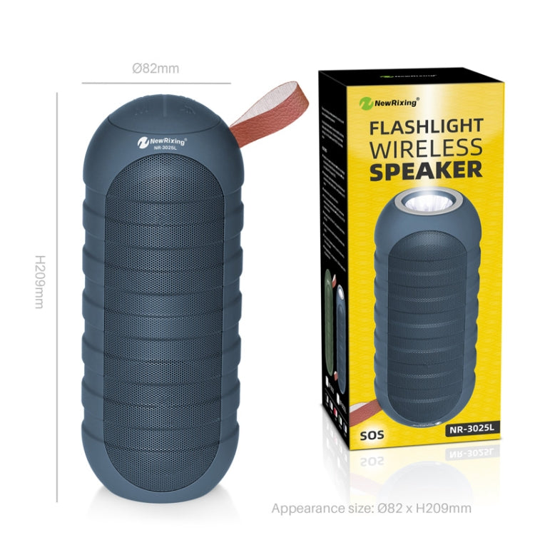 NewRixing NR-3025L Portable Stereo Wireless Bluetooth Speaker with LED Flashlight & TF Card Slot & FM, Built-in Microphone