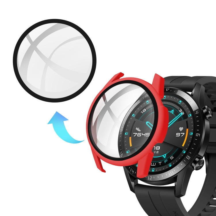 For Huawei watch GT2 46MM oil-injected PC Shell +9H Tempered Glass Film Integrated Protective Shell