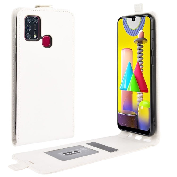 For Samsung Galaxy M31 R64 Texture Single Vertical Flip Leather Protective Case with Card Slots & Photo Frame