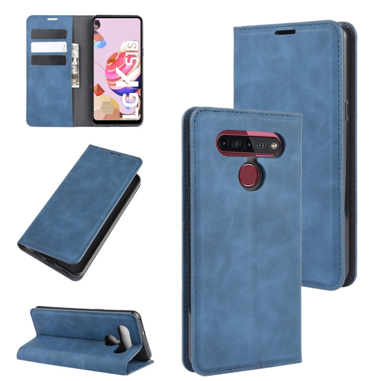 For LG K41S / K51S Retro-skin Business Magnetic Suction Leather Case with Holder & Card Slots & Wallet