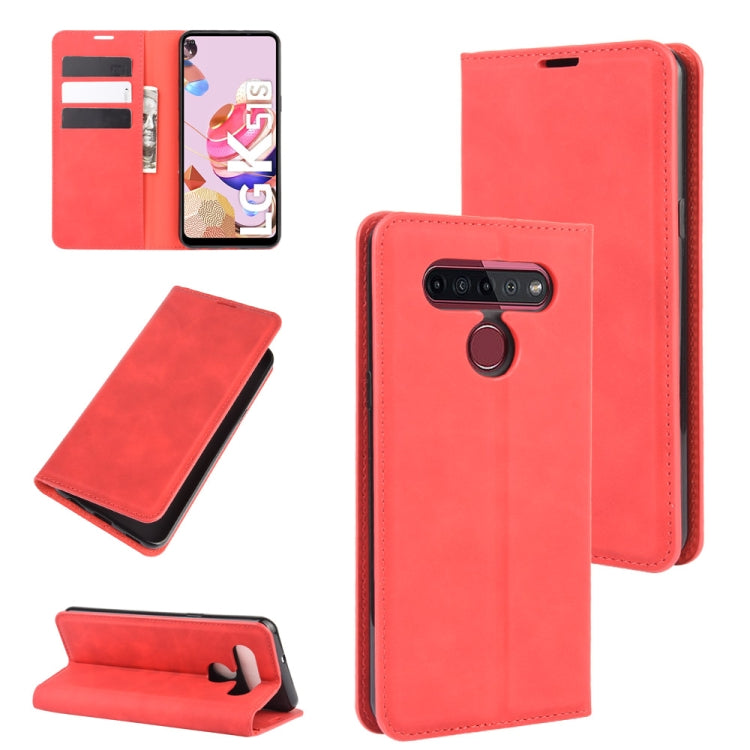 For LG K41S / K51S Retro-skin Business Magnetic Suction Leather Case with Holder & Card Slots & Wallet