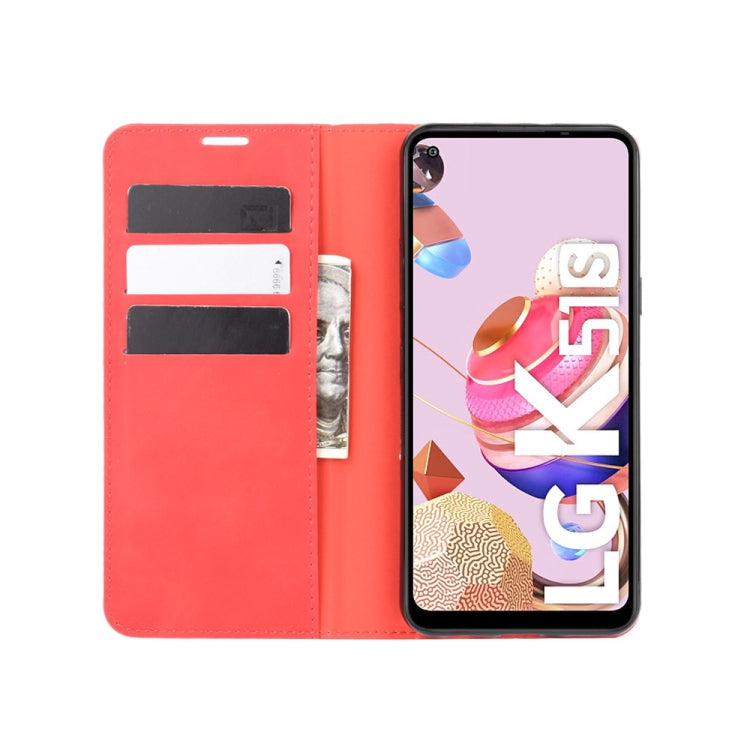 For LG K41S / K51S Retro-skin Business Magnetic Suction Leather Case with Holder & Card Slots & Wallet
