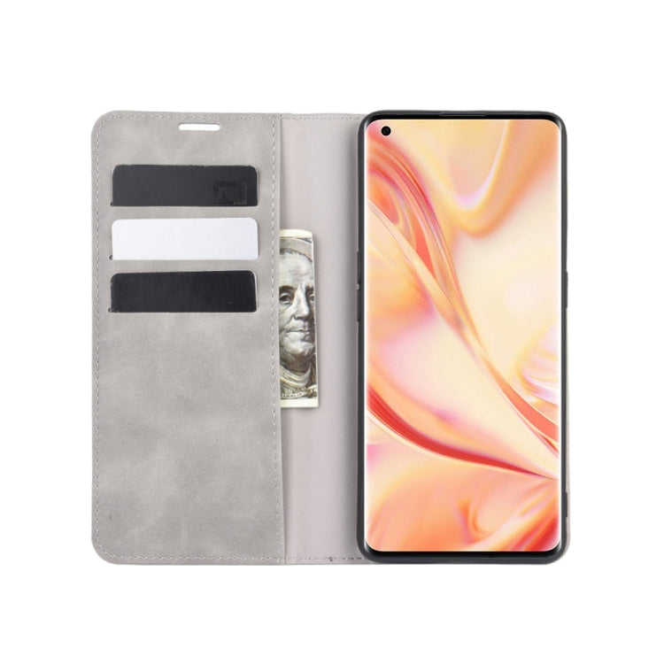 For OPPO Find X2 Pro Retro-skin Business Magnetic Suction Leather Case with Holder & Card Slots & Wallet
