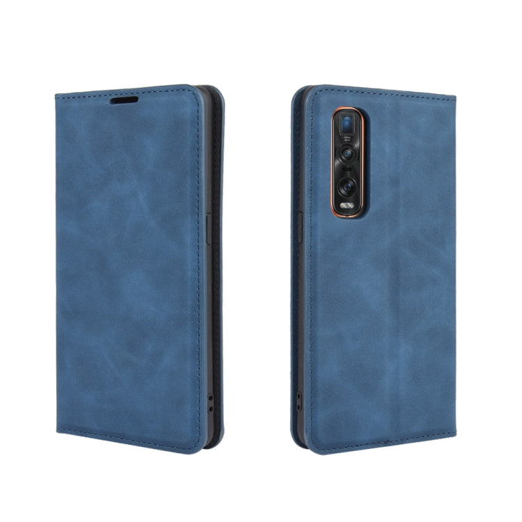 For OPPO Find X2 Pro Retro-skin Business Magnetic Suction Leather Case with Holder & Card Slots & Wallet