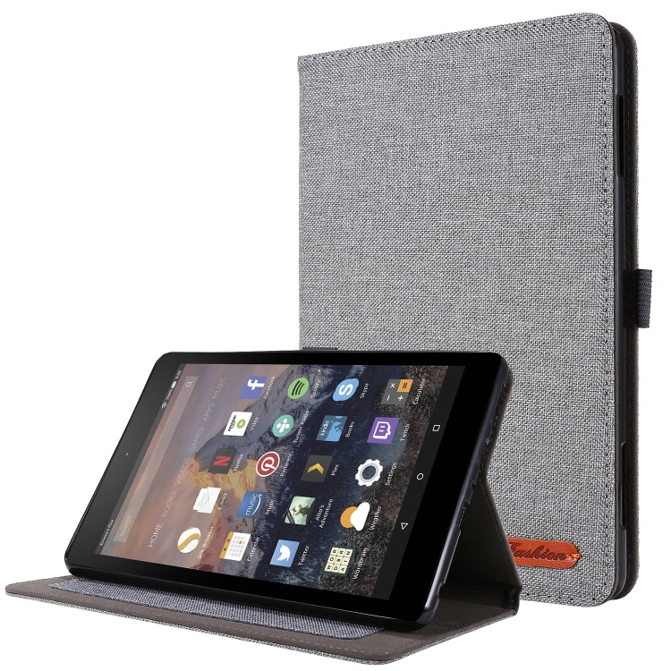 For Amazon Fire HD 8 (2020) Horizontal Flip TPU + Fabric PU Leather Protective Case with Card Slots & Holder