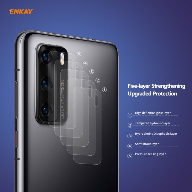 For Huawei P40 2 PCS Hat-Prince ENKAY 0.2mm 9H 2.15D Round Edge Rear Camera Lens Tempered Glass Film