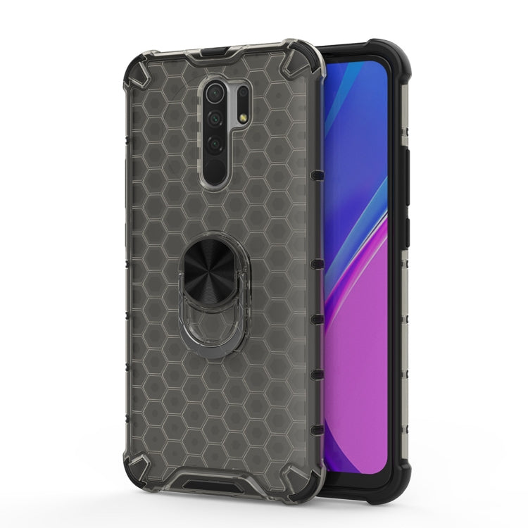 For Xiaomi Redmi 9 Shockproof Honeycomb PC + TPU Ring Holder Protection Case