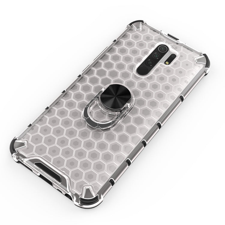 For Xiaomi Redmi Note 8 Pro Shockproof Honeycomb PC + TPU Ring Holder Protection Case