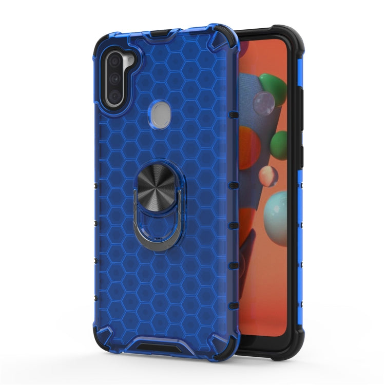 For Samsung Galaxy A11 Shockproof Honeycomb PC + TPU Ring Holder Protection Case