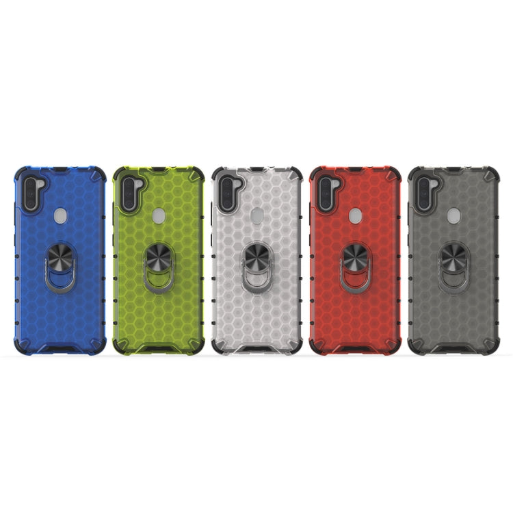 For Samsung Galaxy A11 Shockproof Honeycomb PC + TPU Ring Holder Protection Case