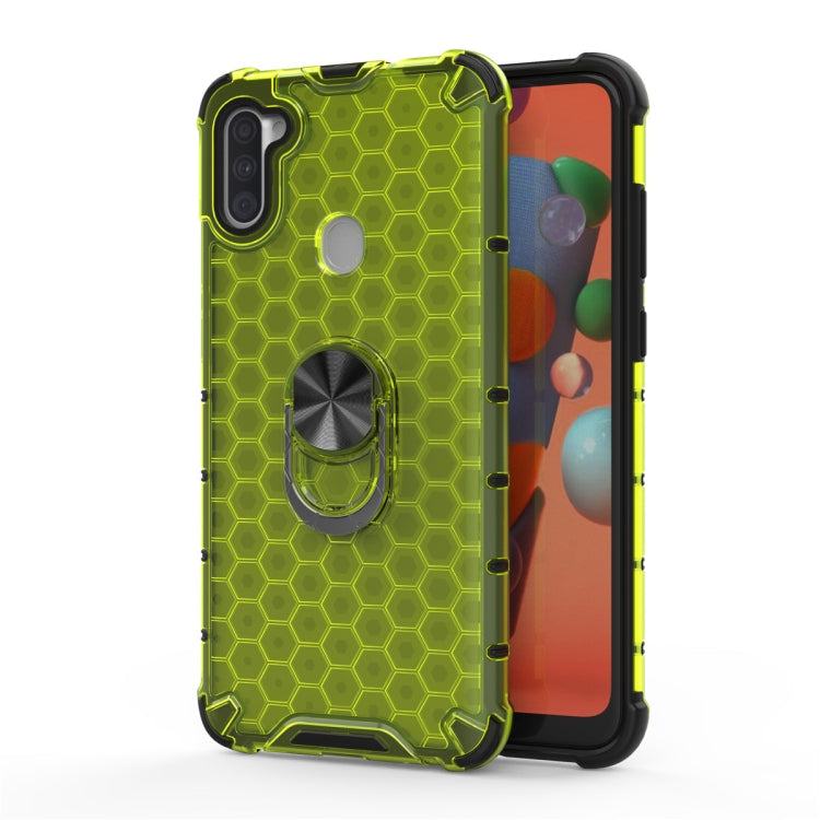 For Samsung Galaxy A11 Shockproof Honeycomb PC + TPU Ring Holder Protection Case