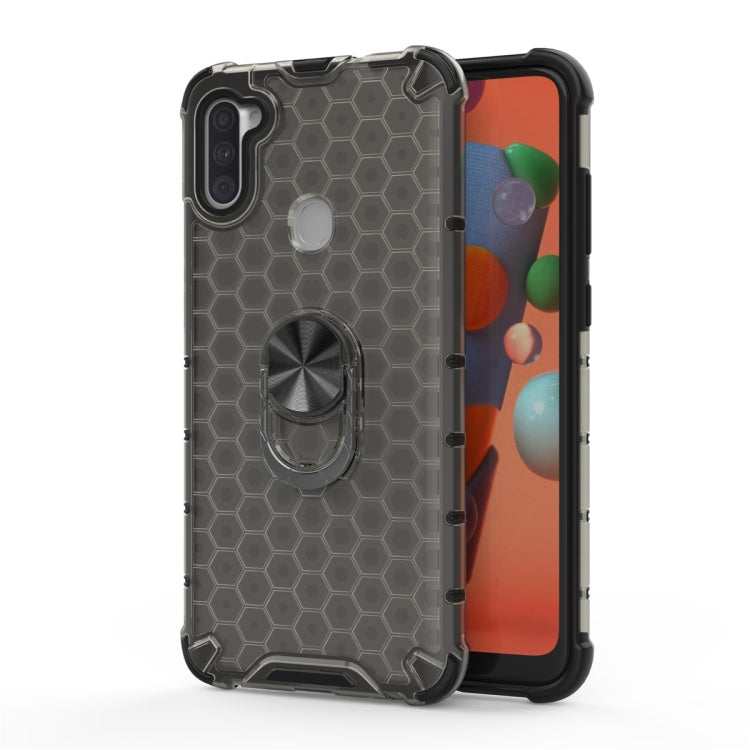 For Samsung Galaxy A11 Shockproof Honeycomb PC + TPU Ring Holder Protection Case