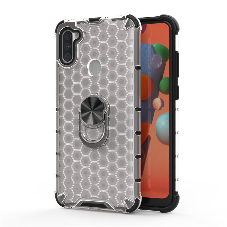 For Samsung Galaxy A11 Shockproof Honeycomb PC + TPU Ring Holder Protection Case