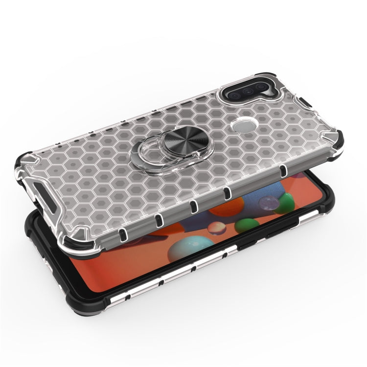 For Samsung Galaxy A11 Shockproof Honeycomb PC + TPU Ring Holder Protection Case