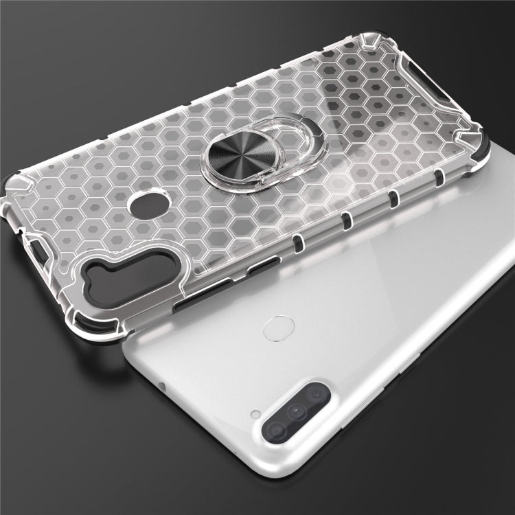 For Samsung Galaxy A11 Shockproof Honeycomb PC + TPU Ring Holder Protection Case