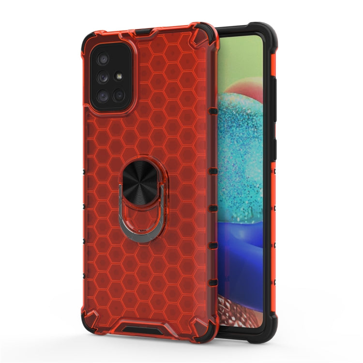 For Samsung Galaxy A71 Shockproof Honeycomb PC + TPU Ring Holder Protection Case