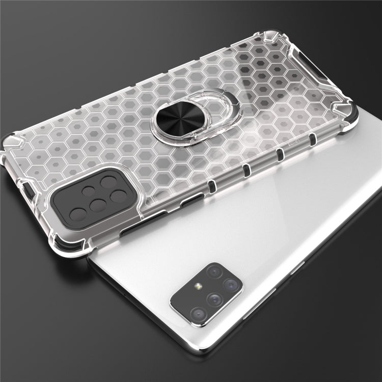 For Samsung Galaxy A71 Shockproof Honeycomb PC + TPU Ring Holder Protection Case