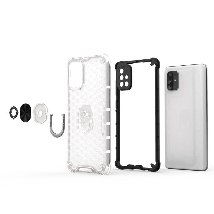 For Samsung Galaxy A71 Shockproof Honeycomb PC + TPU Ring Holder Protection Case