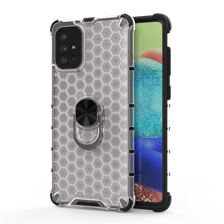 For Samsung Galaxy A71 Shockproof Honeycomb PC + TPU Ring Holder Protection Case