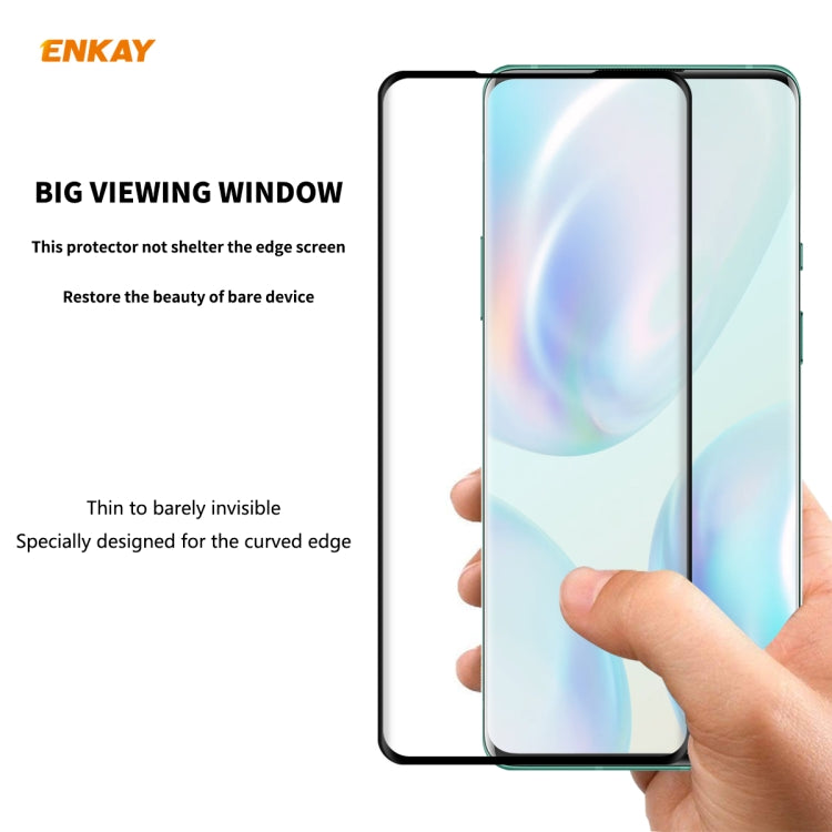 For OnePlus 8 ENKAY Hat-Prince 0.26mm 9H 3D Full Glue Explosion-proof Full Screen Curved Heat Bending Tempered Glass Film