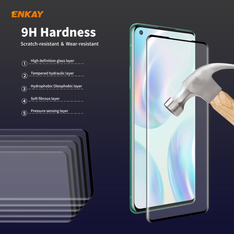 For OnePlus 8 ENKAY Hat-Prince 0.26mm 9H 3D Full Glue Explosion-proof Full Screen Curved Heat Bending Tempered Glass Film