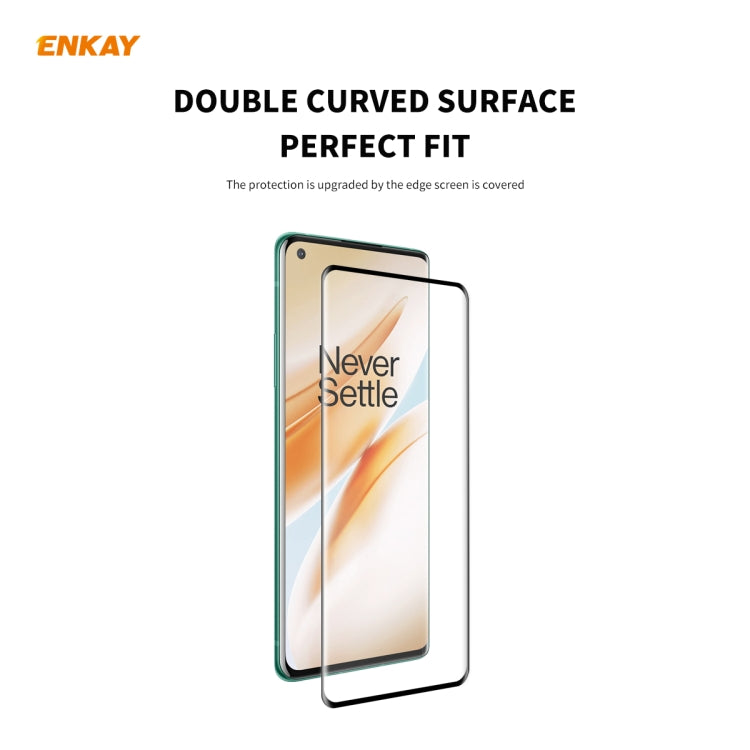 For OnePlus 8 Pro ENKAY Hat-Prince 0.26mm 9H 3D Full Glue Explosion-proof Full Screen Curved Heat Bending Tempered Glass Film
