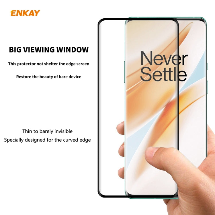 For OnePlus 8 Pro ENKAY Hat-Prince 0.26mm 9H 3D Full Glue Explosion-proof Full Screen Curved Heat Bending Tempered Glass Film