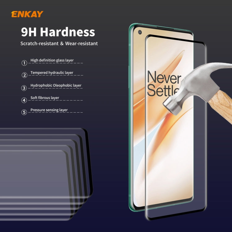 For OnePlus 8 Pro ENKAY Hat-Prince 0.26mm 9H 3D Full Glue Explosion-proof Full Screen Curved Heat Bending Tempered Glass Film
