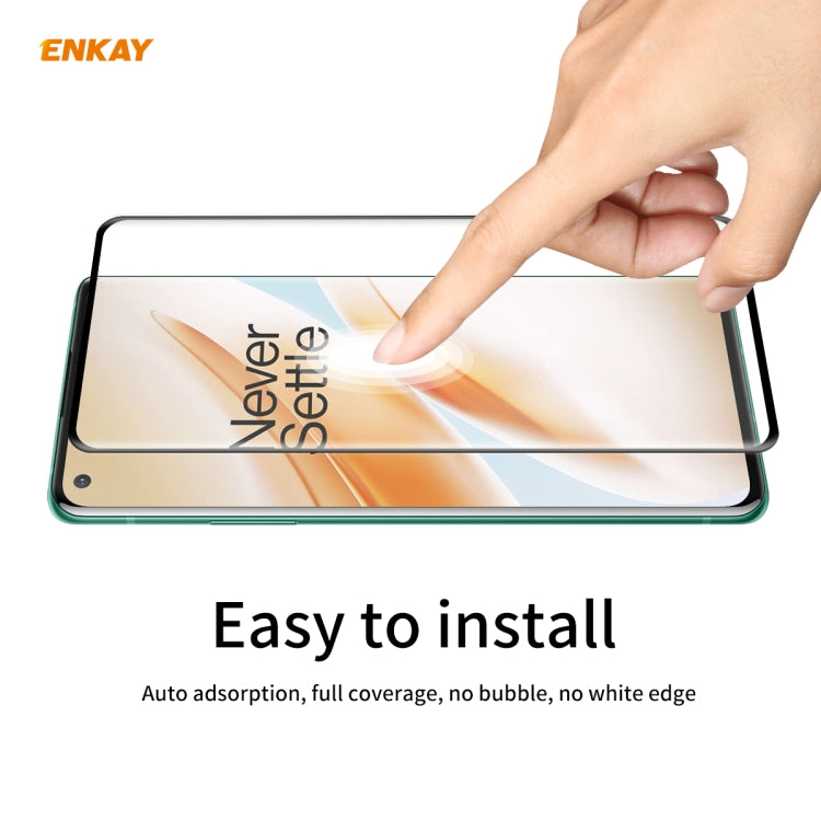 For OnePlus 8 Pro ENKAY Hat-Prince 0.26mm 9H 3D Full Glue Explosion-proof Full Screen Curved Heat Bending Tempered Glass Film