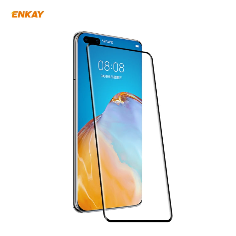 For Huawei P40 Pro ENKAY Hat-Prince 0.26mm 9H 3D Full Glue Explosion-proof Full Screen Curved Heat Bending Tempered Glass Film